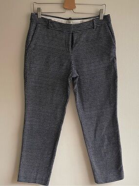 J.Crew Navy White Textured Cropped Pants Career Casual Women’s Size 4